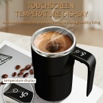 USB充電式自己撹拌コーヒーマグ、温度表示付き - ステンレススチール、マット仕上げ、コーヒー＆プロテインドリンクに最適、理想的なギフト