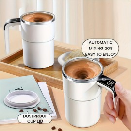 USB充電式自己撹拌コーヒーマグ、温度表示付き - ステンレススチール、マット仕上げ、コーヒー＆プロテインドリンクに最適、理想的なギフト