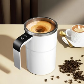 USB充電式自己撹拌コーヒーマグ、温度表示付き - ステンレススチール、マット仕上げ、コーヒー＆プロテインドリンクに最適、理想的なギフト
