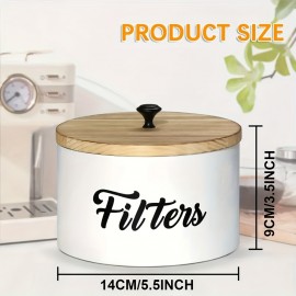 木製コーヒー収納ボックス、コーヒーフィルター収納ホルダー、木製コーヒーフィルター収納コンテナ、蓋付きコーヒーフィルターディスペンサー、ファームハウス風コーヒーフィルター収納バスケット、コーヒーバーカウンター装飾とコーヒー収納用