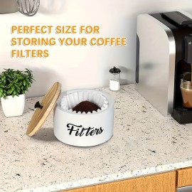 木製コーヒー収納ボックス、コーヒーフィルター収納ホルダー、木製コーヒーフィルター収納コンテナ、蓋付きコーヒーフィルターディスペンサー、ファームハウス風コーヒーフィルター収納バスケット、コーヒーバーカウンター装飾とコーヒー収納用