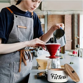 木製コーヒー収納ボックス、コーヒーフィルター収納ホルダー、木製コーヒーフィルター収納コンテナ、蓋付きコーヒーフィルターディスペンサー、ファームハウス風コーヒーフィルター収納バスケット、コーヒーバーカウンター装飾とコーヒー収納用
