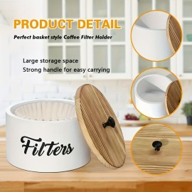 木製コーヒー収納ボックス、コーヒーフィルター収納ホルダー、木製コーヒーフィルター収納コンテナ、蓋付きコーヒーフィルターディスペンサー、ファームハウス風コーヒーフィルター収納バスケット、コーヒーバーカウンター装飾とコーヒー収納用