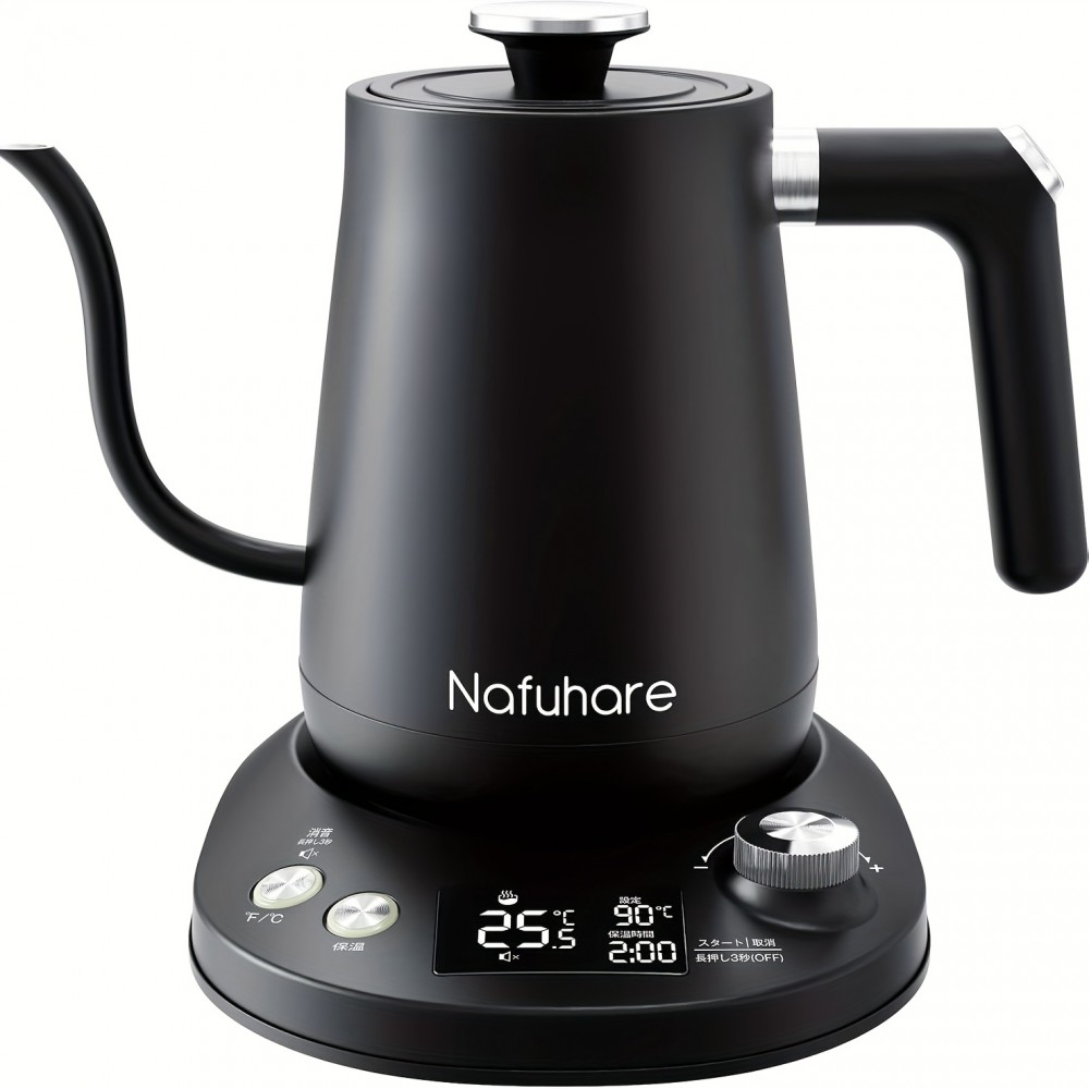 電気ケトル、コーヒーケトル、0.8L、温度調節可能、保温機能、ドリップタイマー機能、乾燥防止、自動オフ、急速沸騰、スイッチング、細口、ドリップケトル