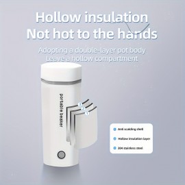 1個 350ml 急煮電気ケトル、取り外し可能なUSプラグ付き、防汚&自動停止、旅行、オフィス、家庭に最適 - ホワイトプラスチック、300W、バッテリー不要、トラベルマグ