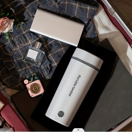 1個 350ml 急煮電気ケトル、取り外し可能なUSプラグ付き、防汚&自動停止、旅行、オフィス、家庭に最適 - ホワイトプラスチック、300W、バッテリー不要、トラベルマグ