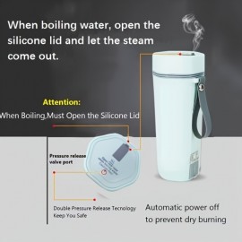 1個 350ml 急煮電気ケトル、取り外し可能なUSプラグ付き、防汚&自動停止、旅行、オフィス、家庭に最適 - ホワイトプラスチック、300W、バッテリー不要、トラベルマグ