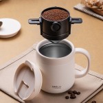 SIMÉLO ステンレス製コーヒーフィルター1個 - オフィス、キャンプ、旅行に便利で使いやすい、白いセラミックカップと互換性あり、どこでも完璧なコーヒーを淹れるための耐久性のあるアクセサリー、コーヒートラベルマグ
