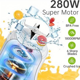 1pc ポータブル USB 充電ブレンダー 6 ブレードシステム、透明ボディ、簡単にクリーニング - 家庭、キッチン、旅行、パーティーに最適 - 完璧なホリデーギフト、旅行ブレンダー | モダンキッチンアピアンス | 耐久性のあるプラスチックブレンダー