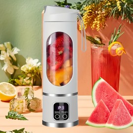 USB充電式ポータブルジューサー - 10枚刃ミニブレンダー、デジタルディスプレイ、3つのモード、お手入れ簡単、スムージー＆フレッシュジュースに最適、旅行に最適 - 健康愛好家への素晴らしいギフト、アイスクラッシャー、外出先用