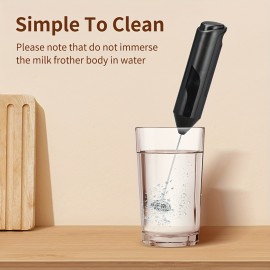 電動ミルク泡立て器、ハンドヘルド、電池式泡立て器泡立て器、コーヒー、カプチーノ、ラテ、フラッペ、抹茶、ホットチョコレート、キッチンアクセサリー用ミニドリンクミキサー (ブラック) (電池は含まれません)