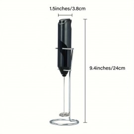 電動ミルク泡立て器、ハンドヘルド、電池式泡立て器泡立て器、コーヒー、カプチーノ、ラテ、フラッペ、抹茶、ホットチョコレート、キッチンアクセサリー用ミニドリンクミキサー (ブラック) (電池は含まれません)