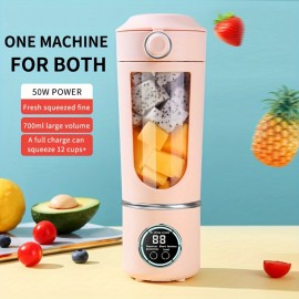 YAOWITHSU ポータブルUSB充電式ジューサー - スムージー＆ミルクシェイク用コンパクト23.67ozブレンダー、簡単お手入れ、デジタルディスプレイ＆12枚刃付き
