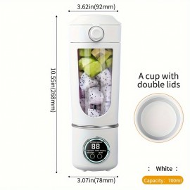 YAOWITHSU ポータブルUSB充電式ジューサー - スムージー＆ミルクシェイク用コンパクト23.67ozブレンダー、簡単お手入れ、デジタルディスプレイ＆12枚刃付き