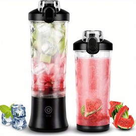 1pc 携帯用ブレンダー、20oz 多機能ハンドヘルドジューサーミキサー、ミニ電気飲料カップ、2000mAhリチウムバッテリー内蔵USB充電式、滑り止めベース、お手入れ簡単、プッシュボタン制御、≤36V - 0.5L 容量