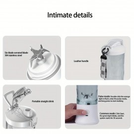 1pc 携帯用ブレンダー、20oz 多機能ハンドヘルドジューサーミキサー、ミニ電気飲料カップ、2000mAhリチウムバッテリー内蔵USB充電式、滑り止めベース、お手入れ簡単、プッシュボタン制御、≤36V - 0.5L 容量