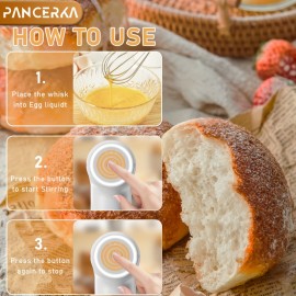PANCERKA USB充電式ワイヤレスハンドヘルド電動エッグビーター、多機能泡立て器ミキサー、コンパクトで使いやすく省スペース、コーヒー、カプチーノ、クリーム、ベーキング、キッチン用
