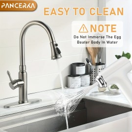 PANCERKA USB充電式ワイヤレスハンドヘルド電動エッグビーター、多機能泡立て器ミキサー、コンパクトで使いやすく省スペース、コーヒー、カプチーノ、クリーム、ベーキング、キッチン用