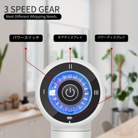 コードレスハンドミキサー、電動泡立て器USB充電式ハンドヘルド電動ミキサー、3スピードセルフコントロール、304ステンレス鋼ビーター&バルーン泡立て器、ギフト、バタータルト、ケーキ、クッキー用 (ホワイト)KD305