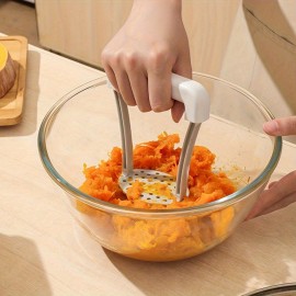 1pc ステンレス製ポテトマッシャー、滑り止めハンドル付き - 手動野菜ライサー、フルーツマッシャー、マッシュ、クラッシュ、プレス用キッチンガジェット