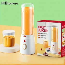 HKromore ポータブルデュアルカップジューサー - 450ml、USB充電式、学生＆家庭用に最適、食品グレードPP素材の多機能