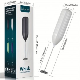 ララユアン ハンドヘルド電動ミルクフォーマー - ステンレス製、電池式（電池は含まれません） - コーヒー、ラテ、カプチーノ＆チョコレートフォームに最適