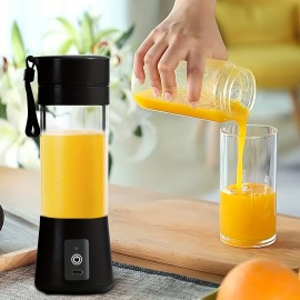 Ifeling USB充電式ポータブルブレンダー - ミニパーソナルスムージーメーカー、ジュース・シェイク＆トラベルドリンク用、380ml、食品グレードPPカップ、リチウムバッテリー、黒と緑のアクセント、携帯型ブレンダー