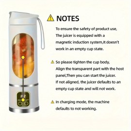 ポータブルUSB充電式ブレンダー＆ジューサー - お手入れ簡単、フルーツ＆野菜ドリンク、ミルクシェイクに最適 - 容量10.14ozから16.91oz