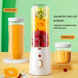 1個/450ml、ジューサー、2つのカップ付き、ポータブルUSB充電式ミニブレンダーフレッシュジュースカップ、ワイヤレスポータブルジュース、ボーナスポータブルカップカバー、スムージーとシェイク用のパーソナルサイズブレンダー、キッチン、ホーム、旅行用のホームフルーツブレンダー
