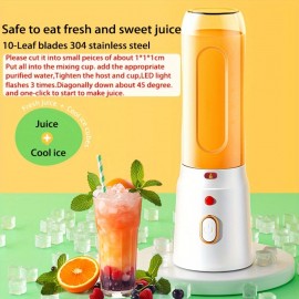 1個/450ml、ジューサー、2つのカップ付き、ポータブルUSB充電式ミニブレンダーフレッシュジュースカップ、ワイヤレスポータブルジュース、ボーナスポータブルカップカバー、スムージーとシェイク用のパーソナルサイズブレンダー、キッチン、ホーム、旅行用のホームフルーツブレンダー