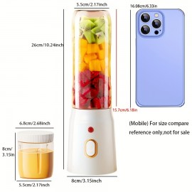 1個/450ml、ジューサー、2つのカップ付き、ポータブルUSB充電式ミニブレンダーフレッシュジュースカップ、ワイヤレスポータブルジュース、ボーナスポータブルカップカバー、スムージーとシェイク用のパーソナルサイズブレンダー、キッチン、ホーム、旅行用のホームフルーツブレンダー