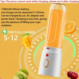 1個/450ml、ジューサー、2つのカップ付き、ポータブルUSB充電式ミニブレンダーフレッシュジュースカップ、ワイヤレスポータブルジュース、ボーナスポータブルカップカバー、スムージーとシェイク用のパーソナルサイズブレンダー、キッチン、ホーム、旅行用のホームフルーツブレンダー