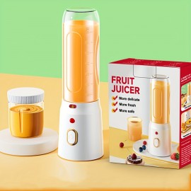 1個/450ml、ジューサー、2つのカップ付き、ポータブルUSB充電式ミニブレンダーフレッシュジュースカップ、ワイヤレスポータブルジュース、ボーナスポータブルカップカバー、スムージーとシェイク用のパーソナルサイズブレンダー、キッチン、ホーム、旅行用のホームフルーツブレンダー