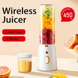 MOMMED ポータブル電動ジューサーカップセット、デュアルコンテナ付き - USB充電式、スムージー＆シェイク用マルチファンクションブレンダー - 家庭、寮、旅行に最適 - 健康愛好家への完璧なギフト