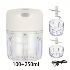 1個のコンパクトな250mL USB充電式電動ガーリックチョッパー - チリ、ショウガ、野菜用のポータブルで耐久性のあるフードプロセッサー、交換可能なブレード、リチウムポリマーバッテリー