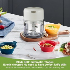 1個のコンパクトな250mL USB充電式電動ガーリックチョッパー - チリ、ショウガ、野菜用のポータブルで耐久性のあるフードプロセッサー、交換可能なブレード、リチウムポリマーバッテリー